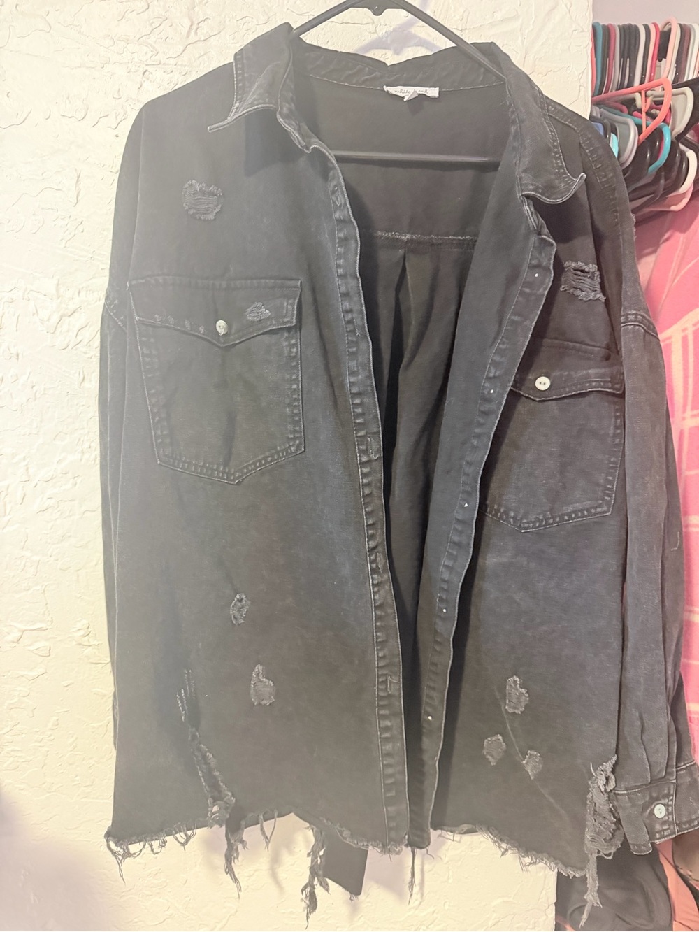 White Birch Black Button-Up Shirt Jacket